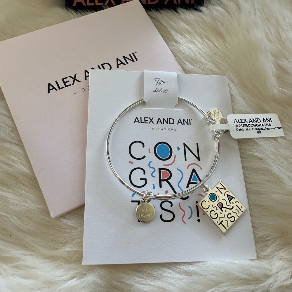 NWT Alex and Ani ‘Congrats!-You Did It!”Charm Bangle Bracelet Perfect Grad Gift!
